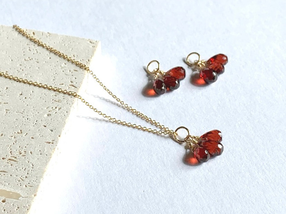 【天然石ペンダントトップ】ガーネット 14kgf /Silver925　1月誕生石　ハンドメイド素材 2枚目の画像