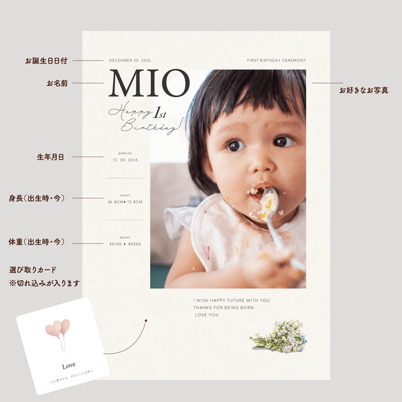 【新商品】お得な3点セットファーストバースデーを彩るメモリアルアイテム 3枚目の画像