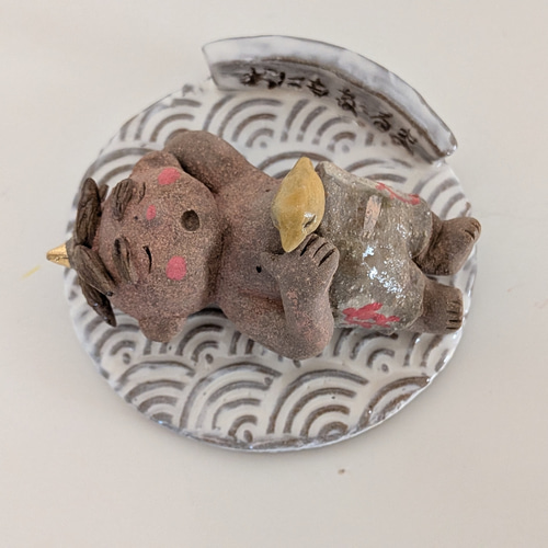 節分 おに 鬼に関することわざ 「鬼も寝る間」陶人形 陶器 かわいい