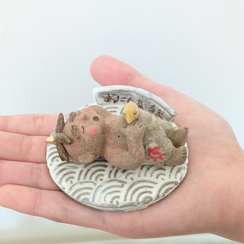 節分 おに 鬼に関することわざ 「鬼も寝る間」陶人形 陶器 かわいい