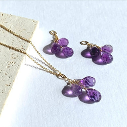 【天然石チャーム】アメジスト(ドロップカット) 14kgf /Silver925　1本　ハンドメイド素材 2枚目の画像