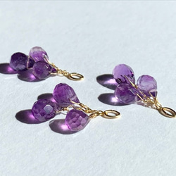 【天然石チャーム】アメジスト(ドロップカット) 14kgf /Silver925　1本　ハンドメイド素材 3枚目の画像