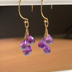 【天然石チャーム】アメジスト(ドロップカット) 14kgf /Silver925　1本　ハンドメイド素材 4枚目の画像