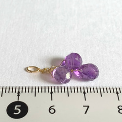 【天然石チャーム】アメジスト(ドロップカット) 14kgf /Silver925　1本　ハンドメイド素材 5枚目の画像