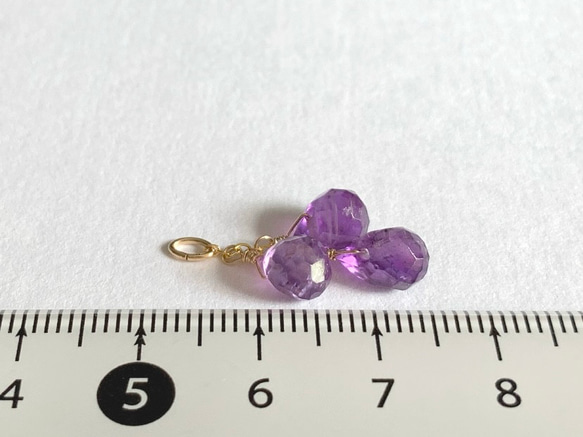 【天然石チャーム】アメジスト(ドロップカット) 14kgf /Silver925　1本　ハンドメイド素材 5枚目の画像