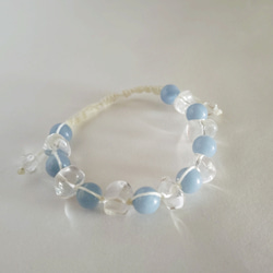 ブルーオパールペトリファイドウッド ピアス（フック・チェーン） ぬち