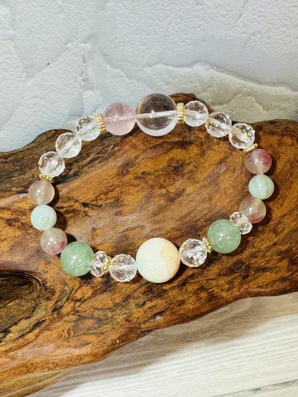 天然石ブレスレット～探し物はなんですか【トパーズ、ローズクォーツ、夜光貝、アベンチュリン、ロードナイトシリカ他】 2枚目の画像