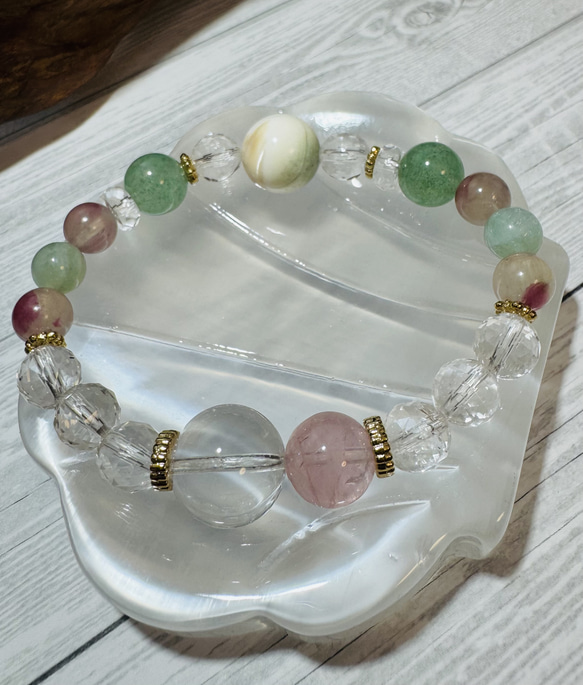 天然石ブレスレット～探し物はなんですか【トパーズ、ローズクォーツ、夜光貝、アベンチュリン、ロードナイトシリカ他】 1枚目の画像