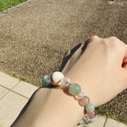 天然石ブレスレット～探し物はなんですか【トパーズ、ローズクォーツ、夜光貝、アベンチュリン、ロードナイトシリカ他】 5枚目の画像