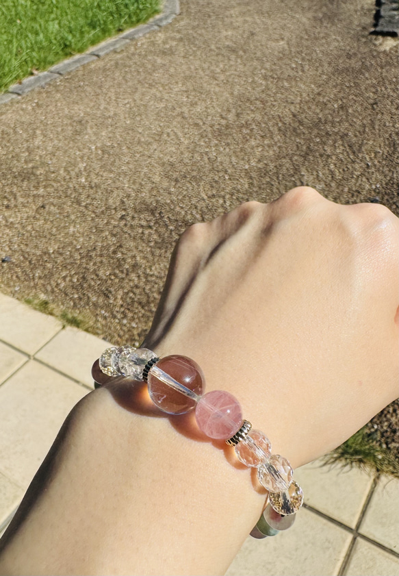 天然石ブレスレット～探し物はなんですか【トパーズ、ローズクォーツ、夜光貝、アベンチュリン、ロードナイトシリカ他】 4枚目の画像