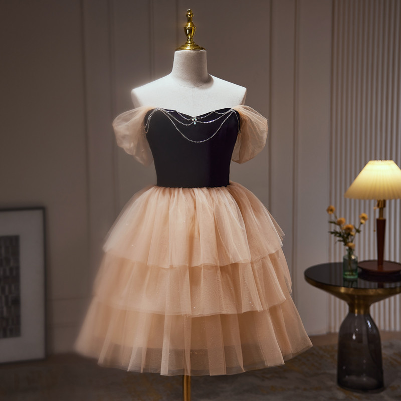 黒 オフショルダー ふわふわ ショート丈 可愛い プリンセス パーティードレス 二次会 ウェディングドレス LJ-602 14,681円