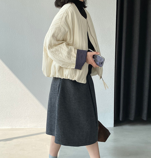 秋冬新作　ハーフコート　ゆったり　中綿ジャケット　オシャレめ　通勤コート　ジャケット　　上着　ショートコート 5枚目の画像