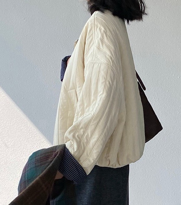 秋冬新作　ハーフコート　ゆったり　中綿ジャケット　オシャレめ　通勤コート　ジャケット　　上着　ショートコート 3枚目の画像