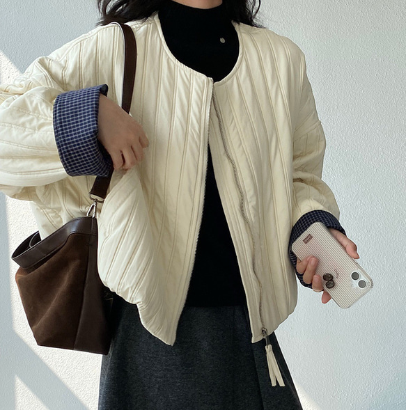 秋冬新作　ハーフコート　ゆったり　中綿ジャケット　オシャレめ　通勤コート　ジャケット　　上着　ショートコート 7枚目の画像