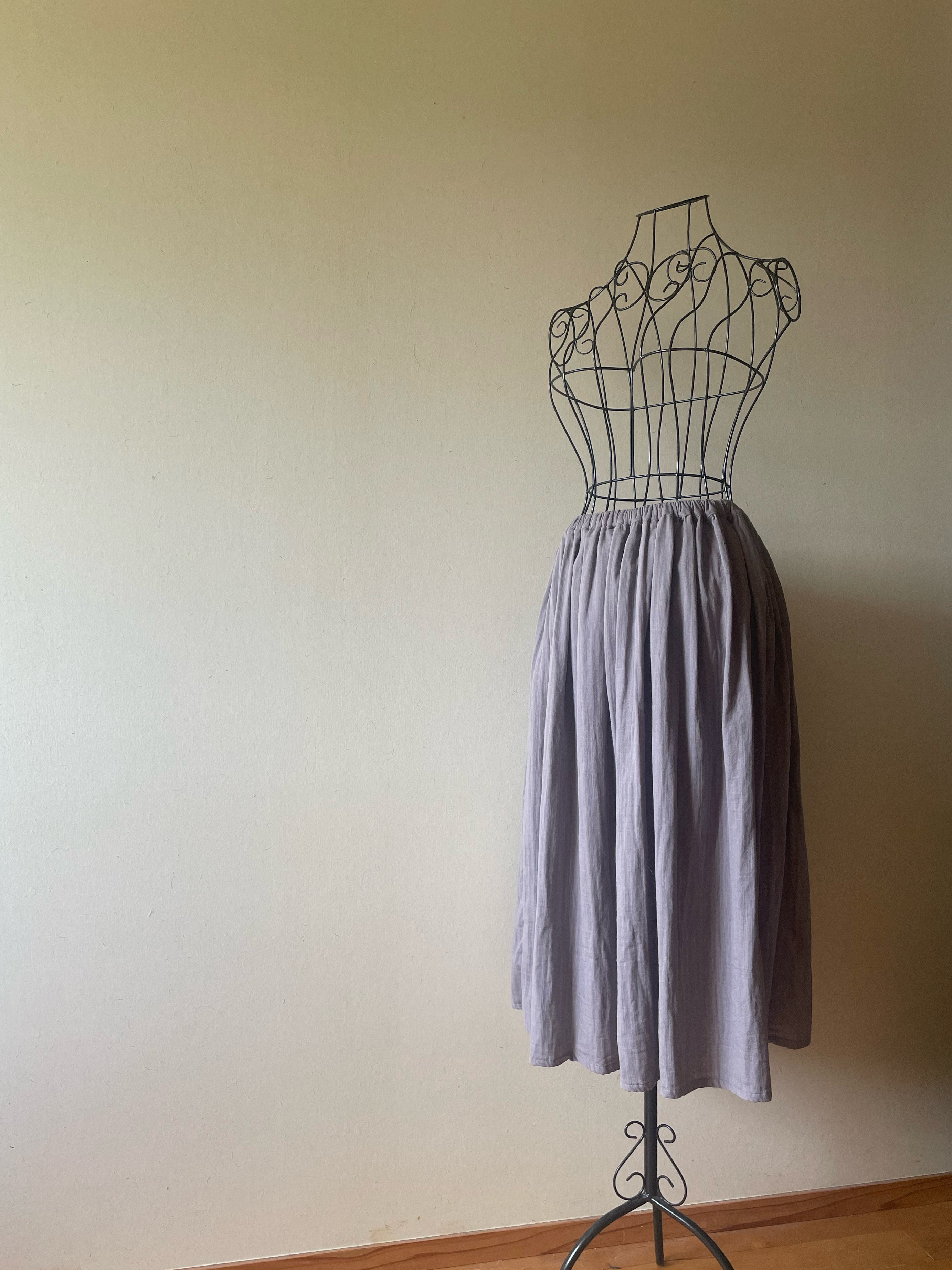 ギャザースカート《総丈80cm》　くすみカラー　スラブダブルガーゼ