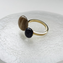 ガラスのフォークリング　グラデーション＆ブラックオーロラ（ゴールド）　 2枚目の画像