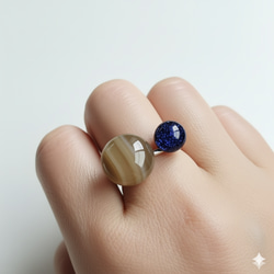 ガラスのフォークリング　グラデーション＆ブラックオーロラ（ゴールド）　 5枚目の画像