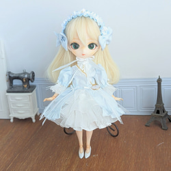 852.白のガーゼのワンピースとレースのストール※ブライスアウト