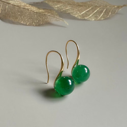 ✳️天然石クリソコラ１４kgfピアス&イヤリング 14kgfピアス】クリソコラインアゲート ピアス（フック・チェーン