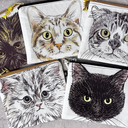 ねこ フェイスポーチ 猫グッズ チャーム付き ミニポーチ ポーチ pechi