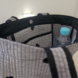 ✱受注制作✱ヌビバッグ Lサイズ /ヌビトートバッグ /ランチトート/ ライトグレー×ハート刺繍 6枚目の画像