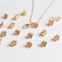 5.5mm★14Kコーディング　お花　梅　椿　桜　ジャスミン　チャーム　ジルコニア入りゴールド 18枚目の画像