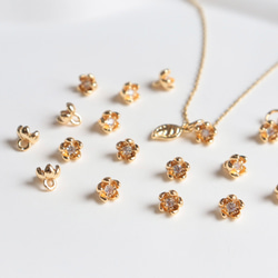 5.5mm★14Kコーディング　お花　梅　椿　桜　ジャスミン　チャーム　ジルコニア入りゴールド 20枚目の画像
