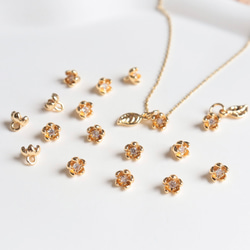 5.5mm★14Kコーディング　お花　梅　椿　桜　ジャスミン　チャーム　ジルコニア入りゴールド 13枚目の画像