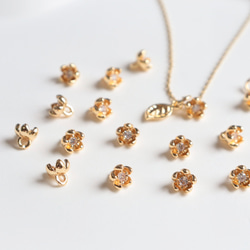 5.5mm★14Kコーディング　お花　梅　椿　桜　ジャスミン　チャーム　ジルコニア入りゴールド 15枚目の画像