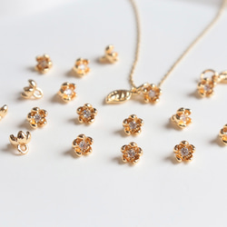 5.5mm★14Kコーディング　お花　梅　椿　桜　ジャスミン　チャーム　ジルコニア入りゴールド 8枚目の画像