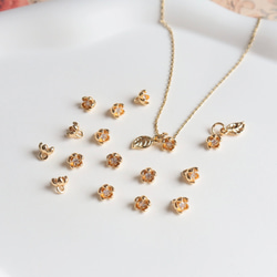 5.5mm★14Kコーディング　お花　梅　椿　桜　ジャスミン　チャーム　ジルコニア入りゴールド 4枚目の画像