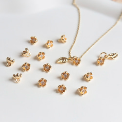 5.5mm★14Kコーディング　お花　梅　椿　桜　ジャスミン　チャーム　ジルコニア入りゴールド 3枚目の画像