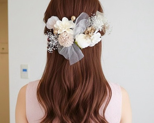 リボン♡カノンリボン～long～♡花柄ベージュ♡ハンドメイド 1ac07b447a938f8e5e6422b1cad2c1