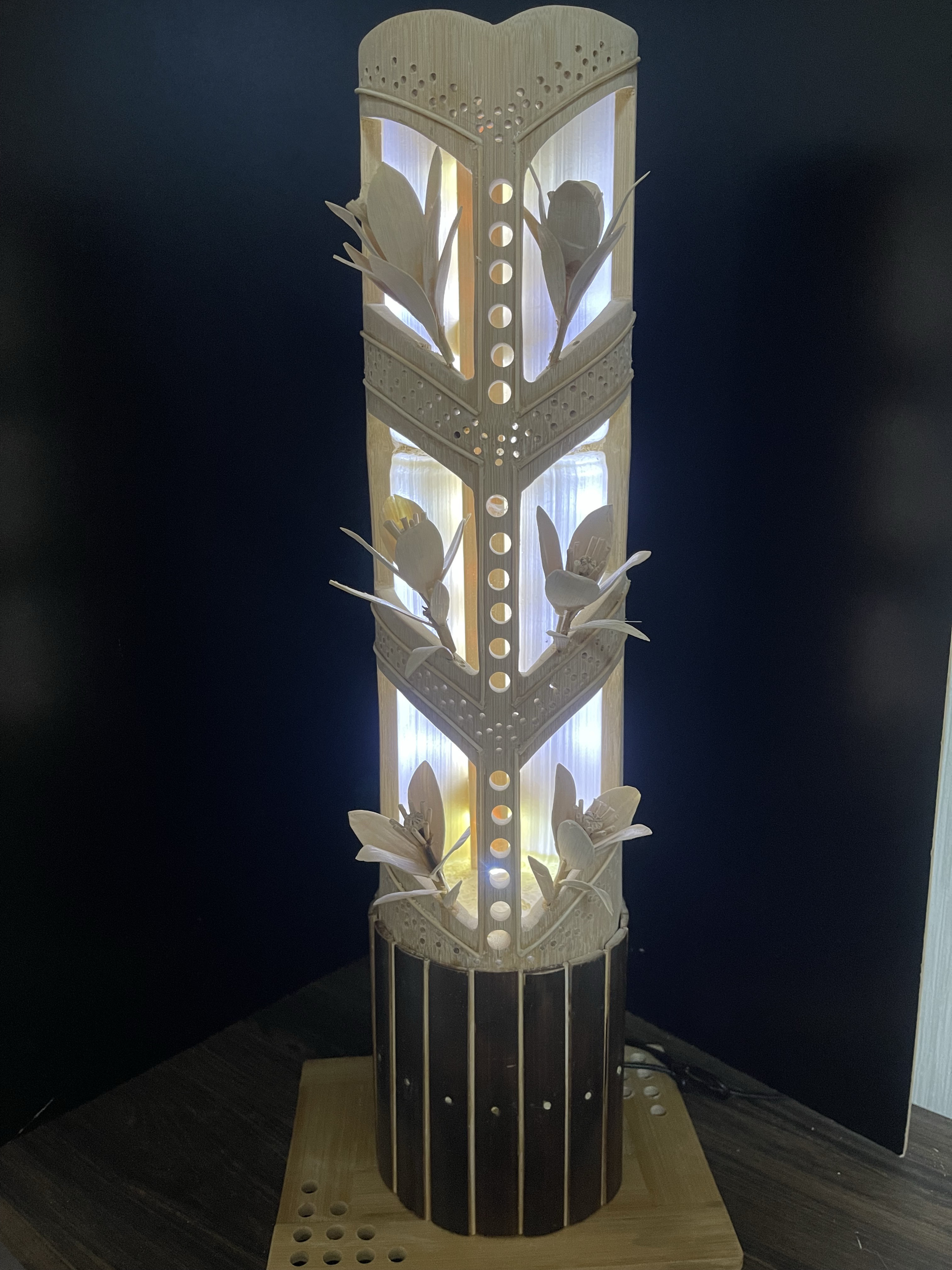 【竹灯り】オールハンドメイド 竹細工 フロアランプ 〜華やぎ〜スタンドライト・テーブルランプ