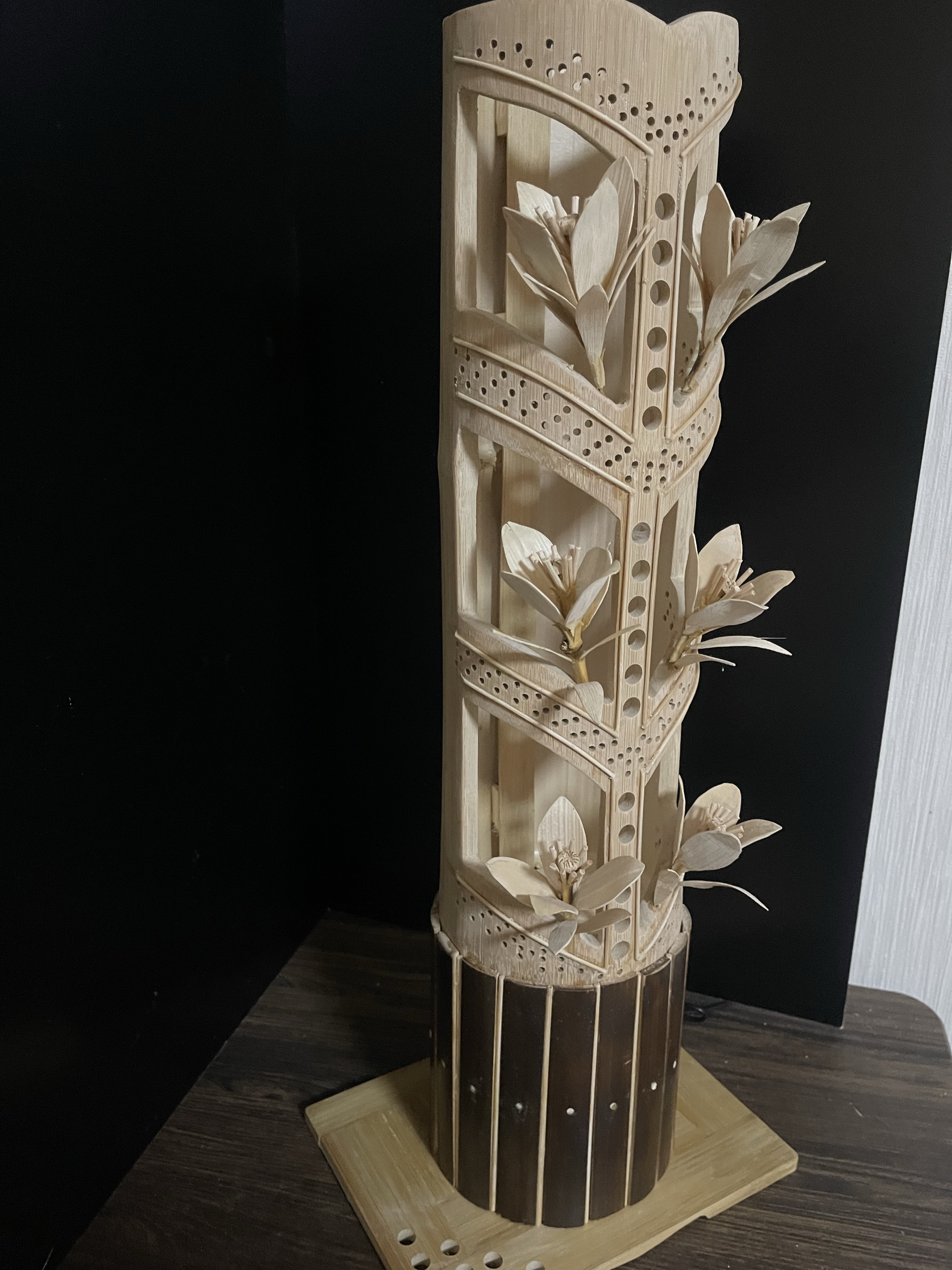 【竹灯り】オールハンドメイド 竹細工 フロアランプ 〜華やぎ〜