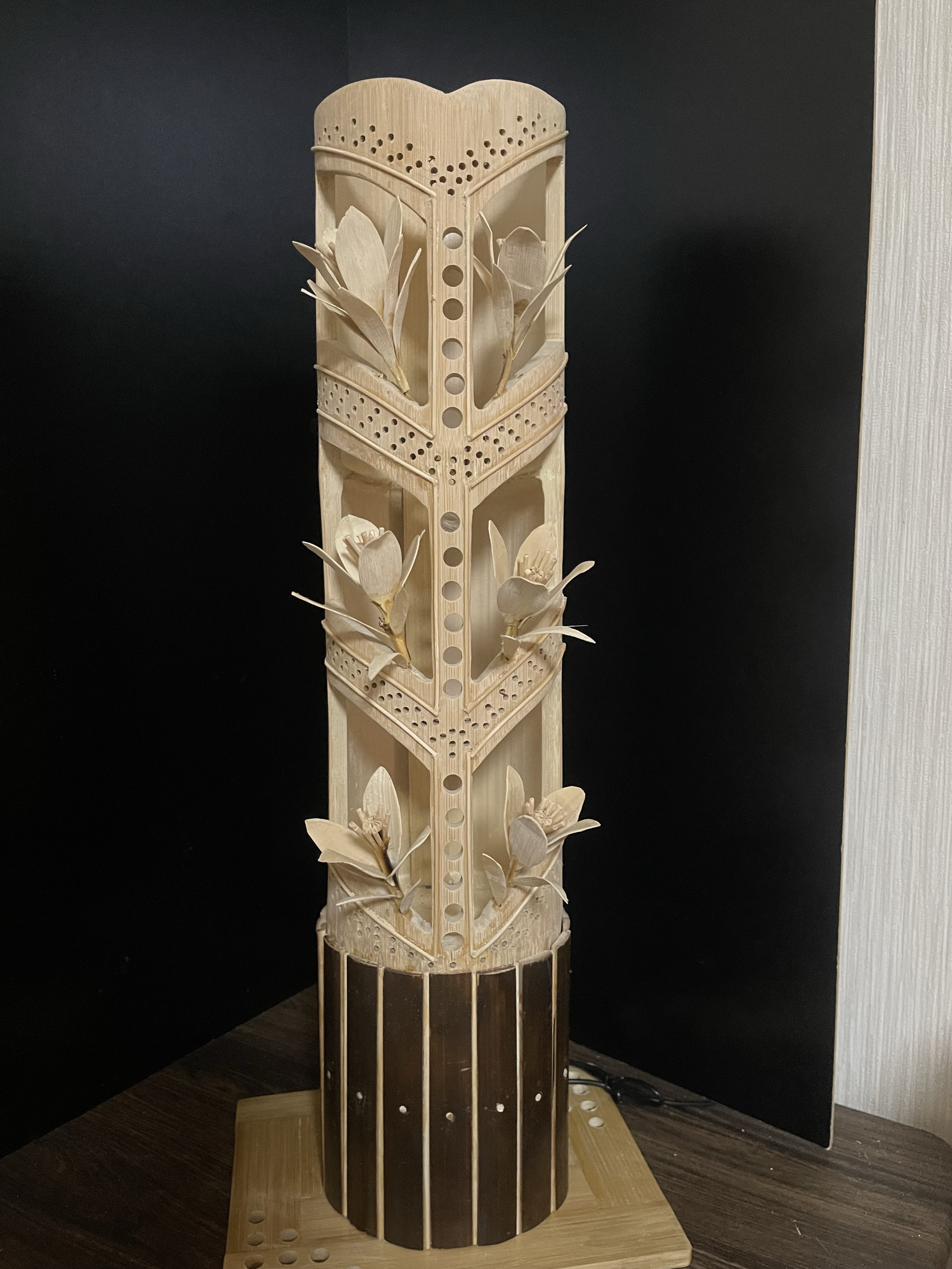 【竹灯り】オールハンドメイド 竹細工 フロアランプ 〜華やぎ〜