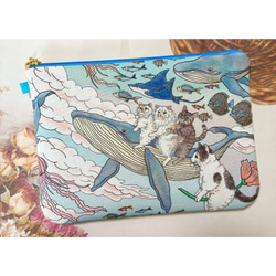 受注制作】ハンドメイド お酒 ウイスキー 月 ふんわり フラットポーチ