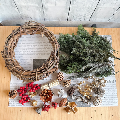 クリスマスリースキット ハンドメイドキット 手作りキット no.5 25cm