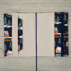 【文庫本】絵本のようなブックカバー★ゴムバンド栞付★手帳カバー★ライフルペーパー★クリスマス★冬の街並み 5枚目の画像