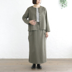 ロングシーズン使えて、キチンと見え✦ 東炊きコットンツイル ストレートロングスカート（オリーブ）SK14 9枚目の画像