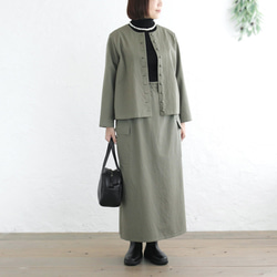 ロングシーズン使えて、キチンと見え✦ 東炊きコットンツイル ストレートロングスカート（オリーブ）SK14 7枚目の画像