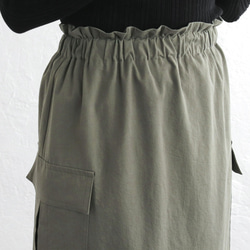 ロングシーズン使えて、キチンと見え✦ 東炊きコットンツイル ストレートロングスカート（オリーブ）SK14 11枚目の画像