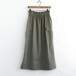 ロングシーズン使えて、キチンと見え✦ 東炊きコットンツイル ストレートロングスカート（オリーブ）SK14 13枚目の画像