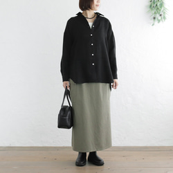 ロングシーズン使えて、キチンと見え✦ 東炊きコットンツイル ストレートロングスカート（オリーブ）SK14 6枚目の画像