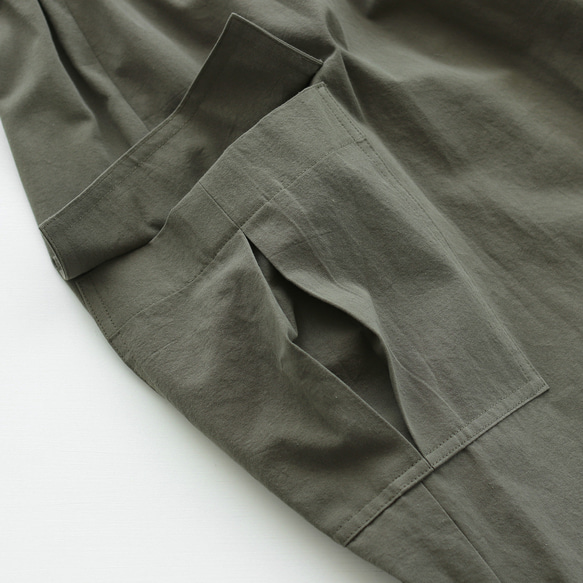 ロングシーズン使えて、キチンと見え✦ 東炊きコットンツイル ストレートロングスカート（オリーブ）SK14 15枚目の画像