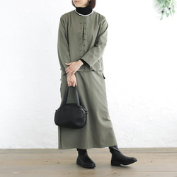 ロングシーズン使えて、キチンと見え✦ 東炊きコットンツイル ストレートロングスカート（オリーブ）SK14 8枚目の画像