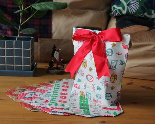 クリスマス用マチ付きラッピング袋 大きめ♪ 4枚入り ラッピング袋