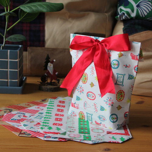 クリスマス用マチ付きラッピング袋 大きめ♪ 4枚入り ラッピング袋