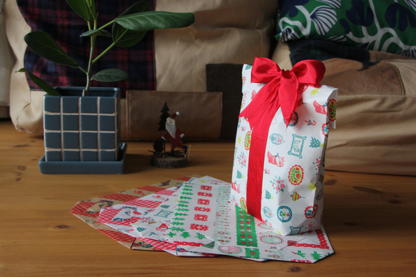 クリスマス用マチ付きラッピング袋　大きめ♪ 4枚入り 3枚目の画像