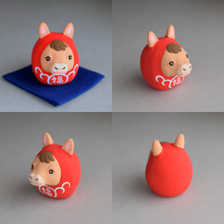 福招き馬之介だるま（ふくまねき・うまのすけ）【栗毛】【受注制作１１月末発送予定】 4枚目の画像